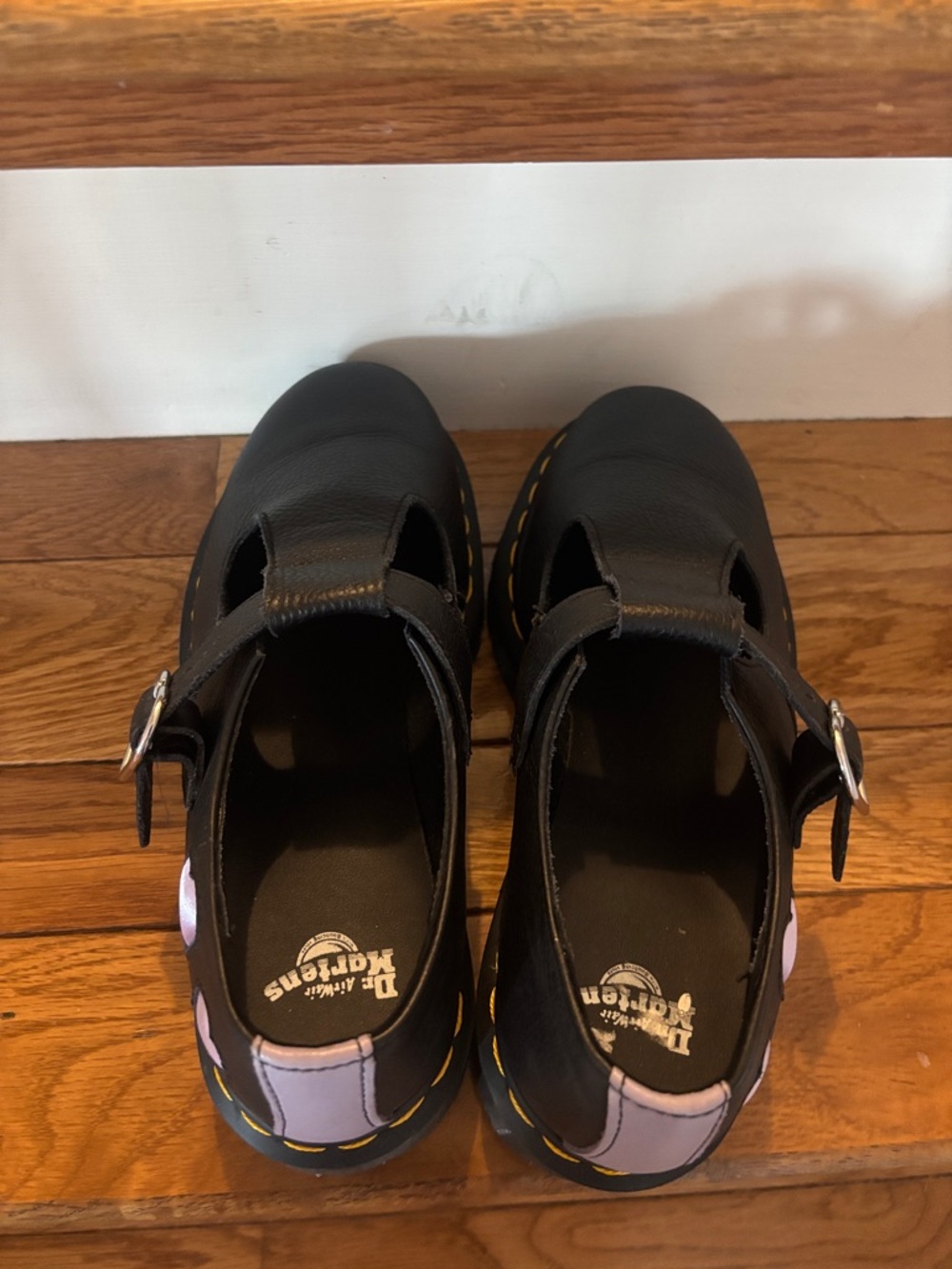 Dr. Martens Black Mary Jane Shoes with Pink Heart Accents - Picture 4 of 6